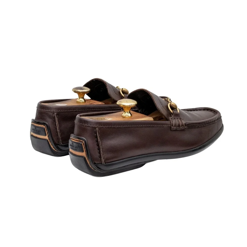 Gucci Horsebit Driving Loafers Brown Leather Moccasins Men's UK 8.5 US 9.5